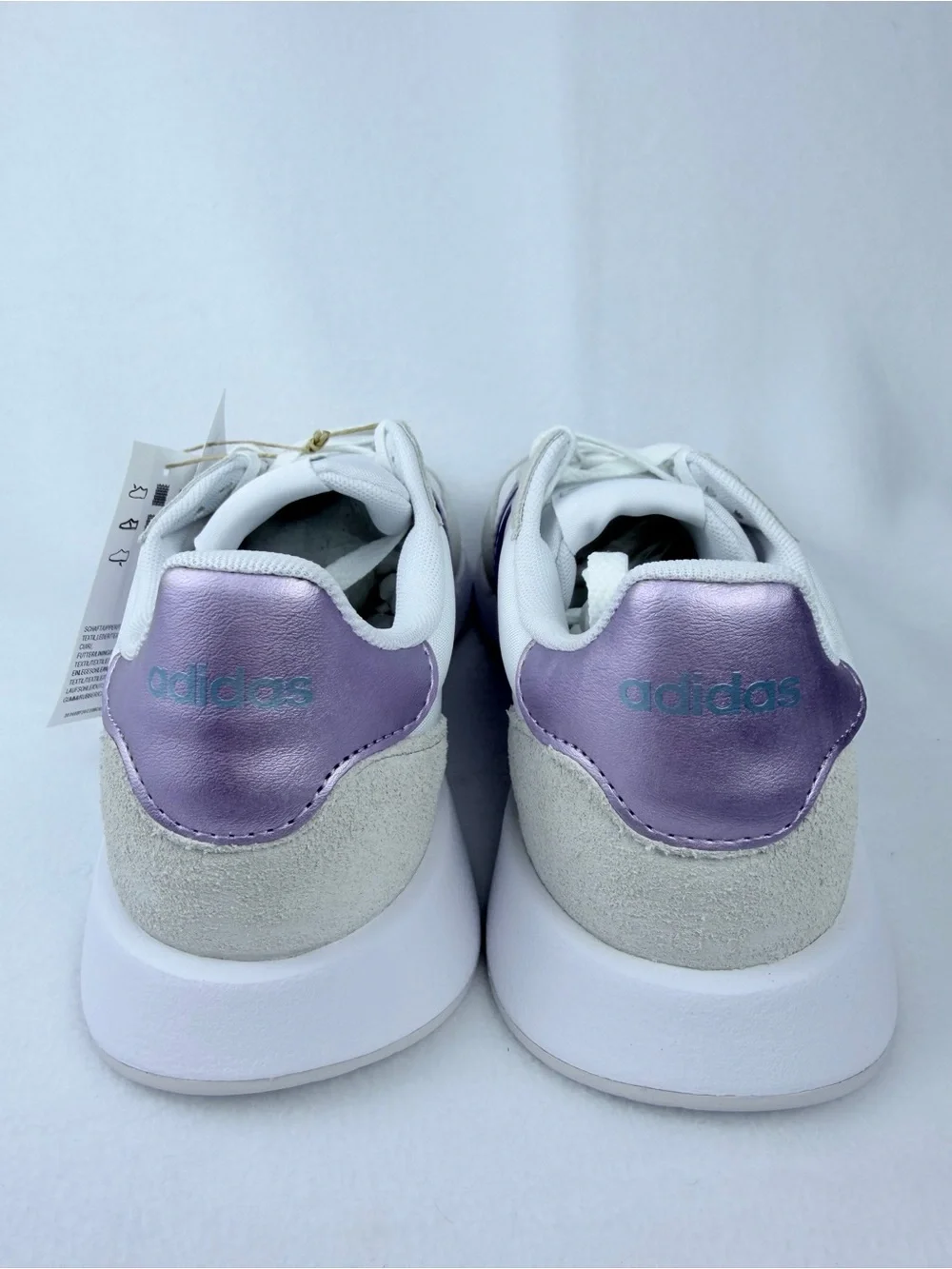 NWT Adidas Run 60s 2.0 Women’s Sneakers – White & Metallic Purple – Size 6.5